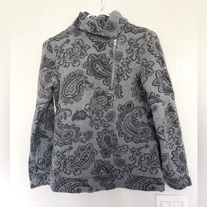 4/$25 Croft and Barrow Grey Paisley Pullover Sweatshirt with Zip up Shawl Neck